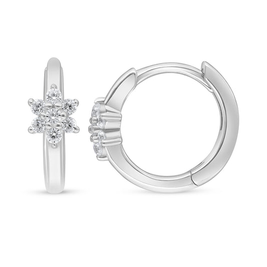 اقراط من الفضة الخالصة عيار 925 مطلية روديوم مرصعة فص ابيض