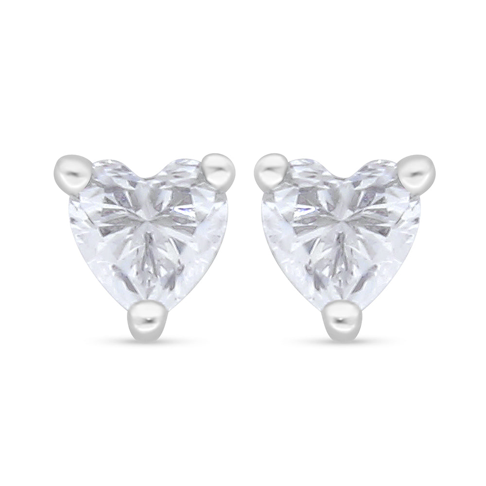 Sterling Silver 925 Earring Rhodium Plated Embedded With White Zircon