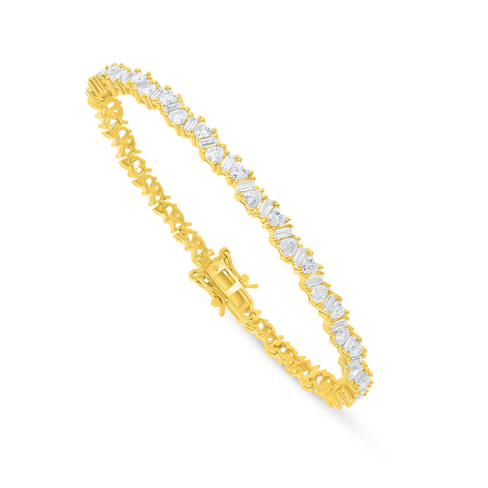 Sterling Silver 925 Bracelet Golden Plated Embedded With White Zircon
