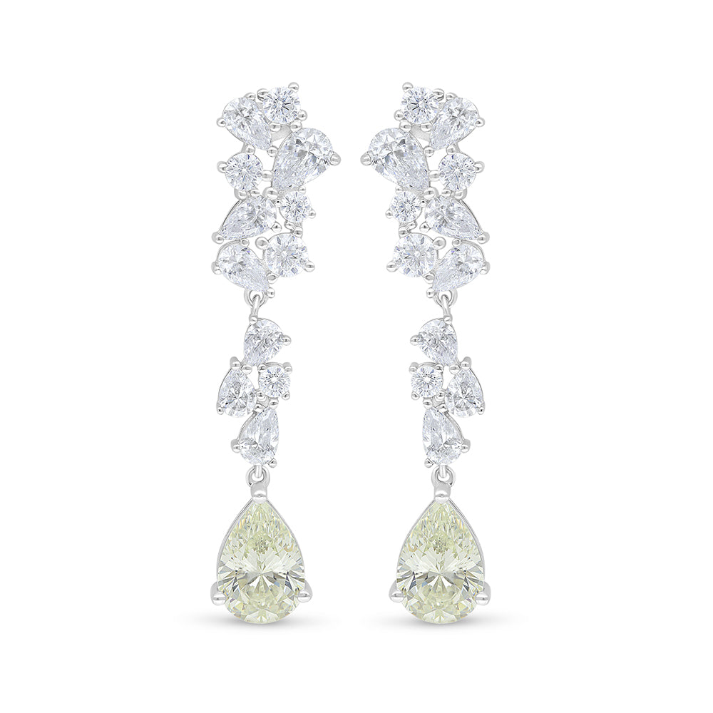 Sterling Silver 925 SET Rhodium Plated Embedded With Diamond Zircon And White Zircon