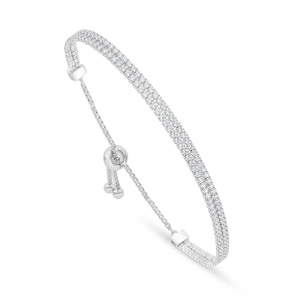 اسورة من الفضة الخالصة عيار 925 مطلية روديوم مرصعة فص ابيض