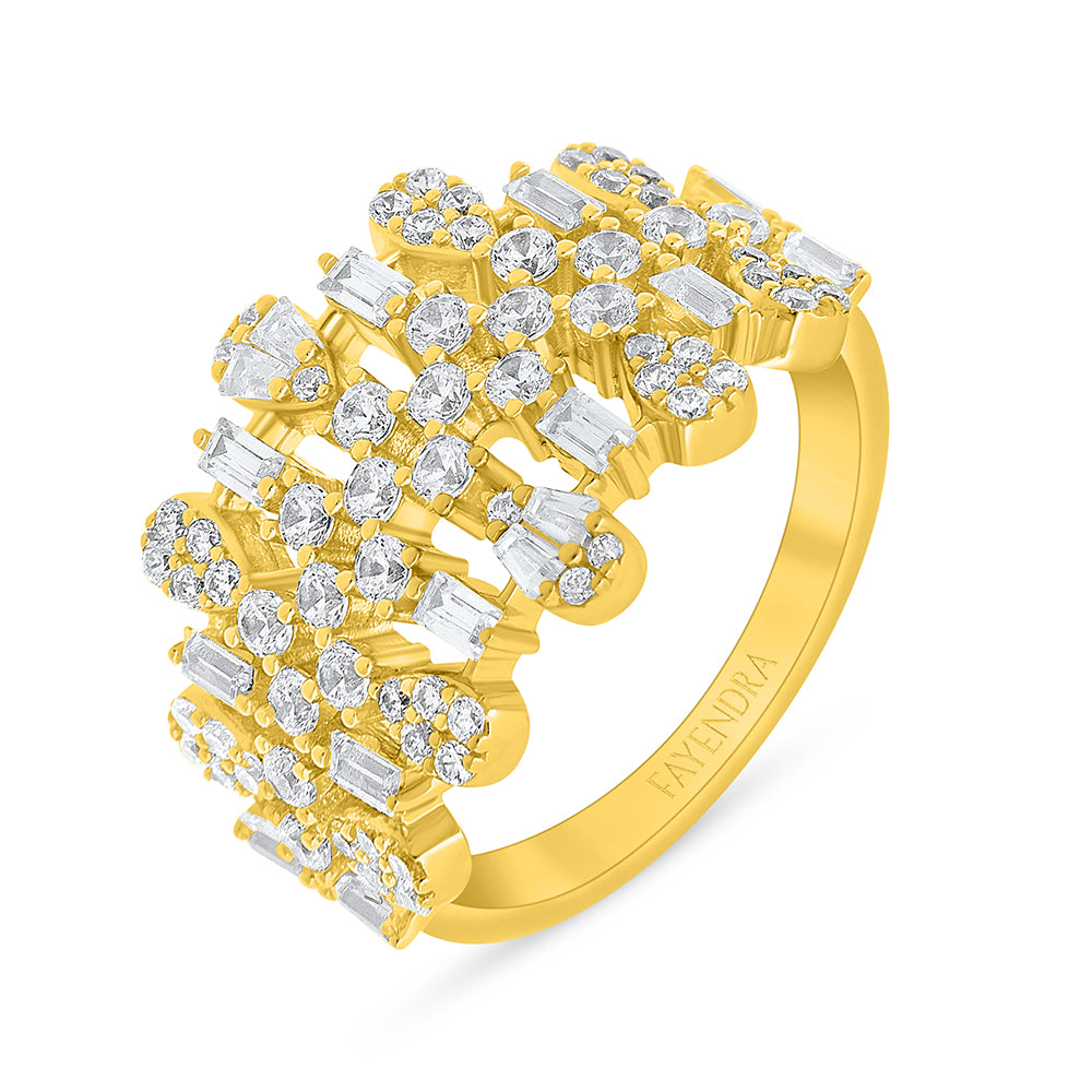 Sterling Silver 925 SET Golden Plated Embedded With White Zircon