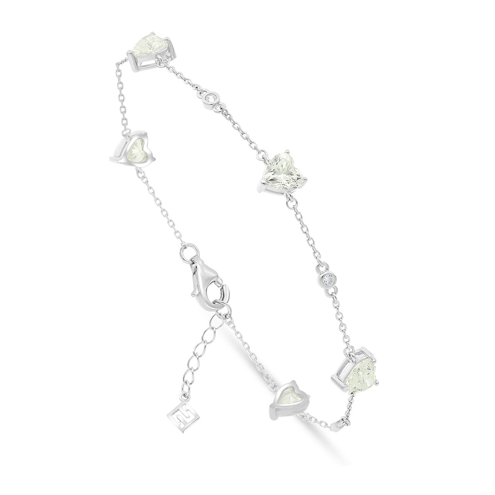 Sterling Silver 925 Bracelet Rhodium Plated Embedded With Diamond Zircon And White Zircon