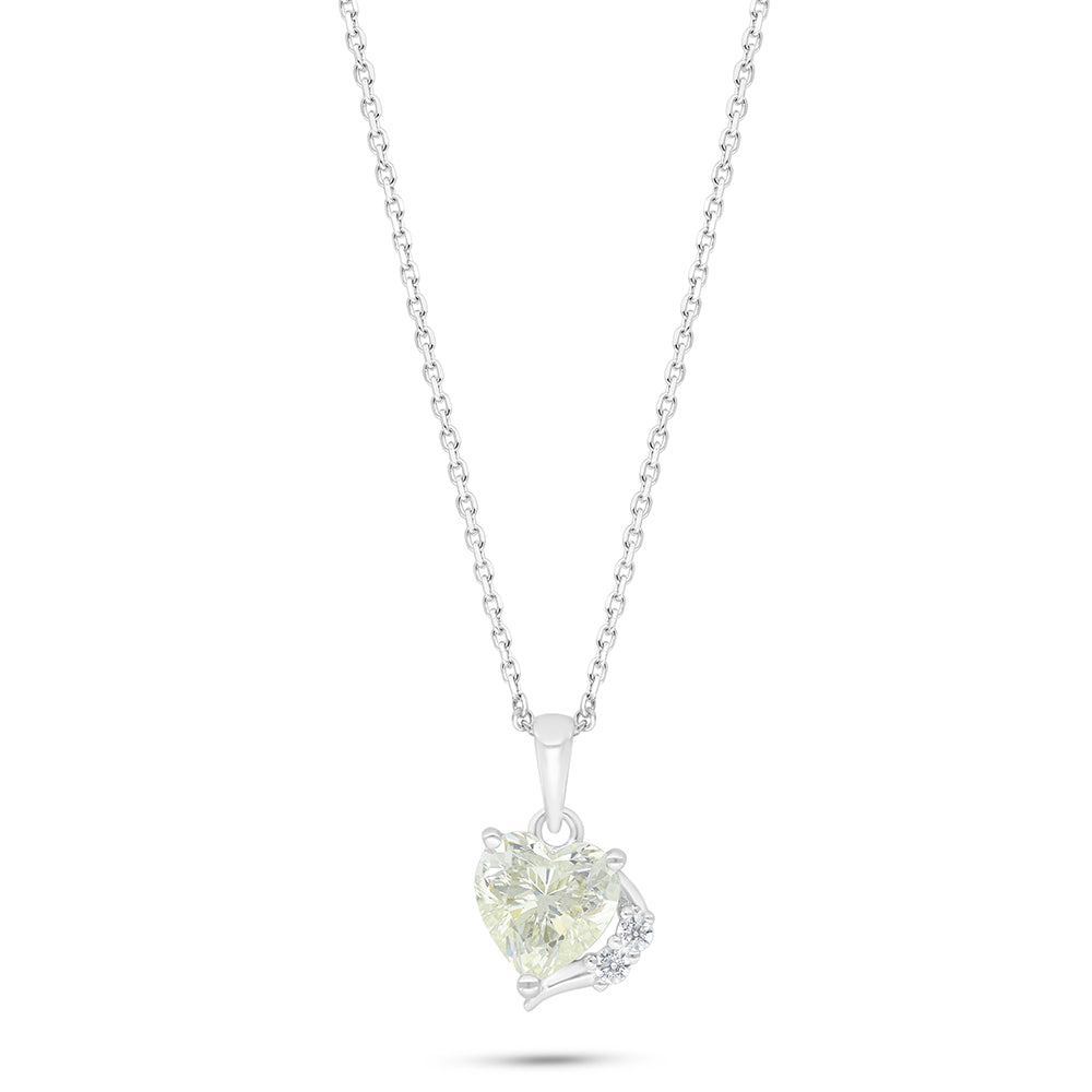 Sterling Silver 925 Necklace Rhodium Plated Embedded With Diamond Zircon And White Zircon