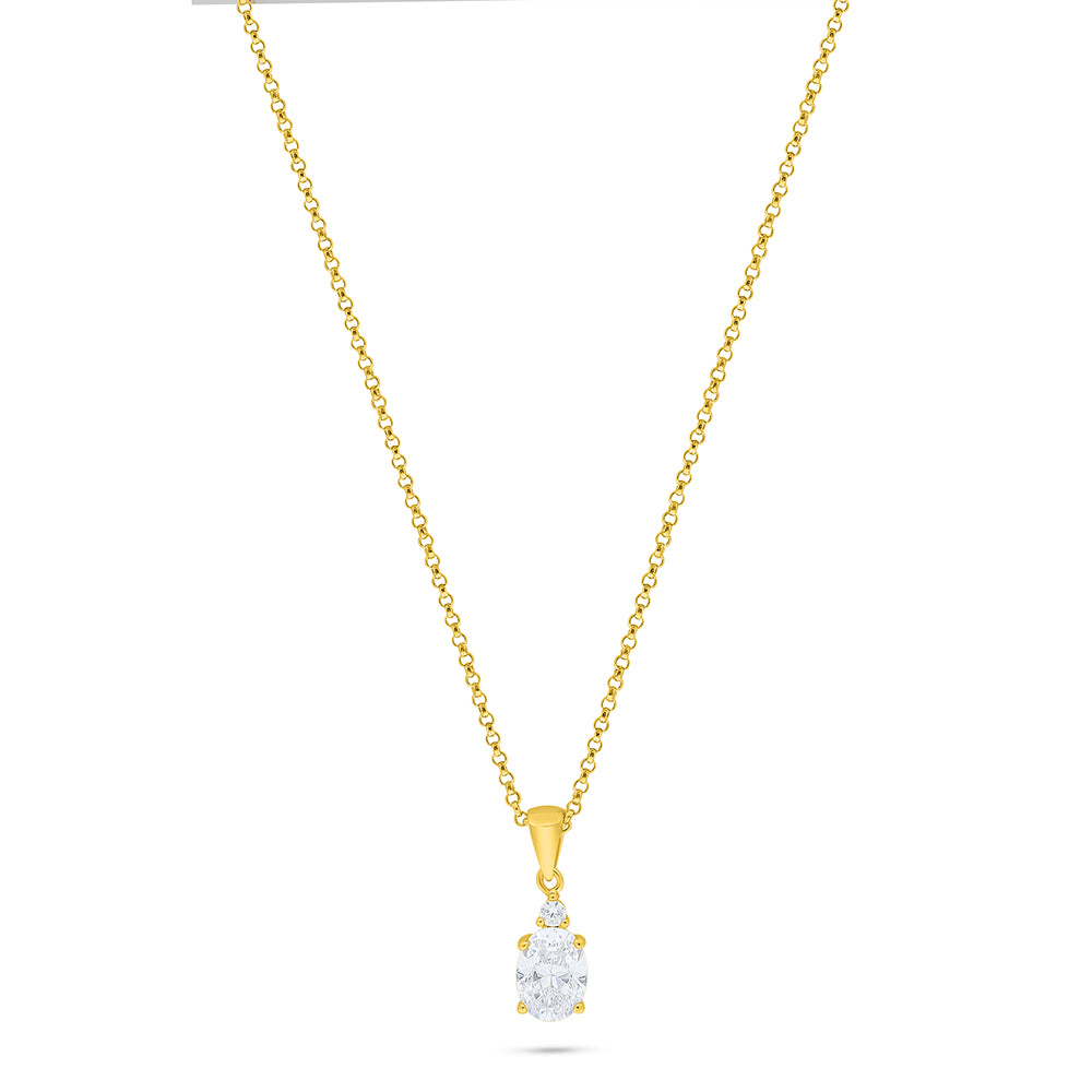 Sterling Silver 925 Necklace Golden Plated Embedded With White Zircon