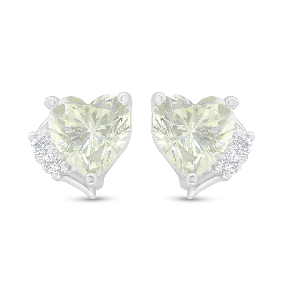 Sterling Silver 925 Earring Rhodium Plated Embedded With Diamond Zircon And White Zircon