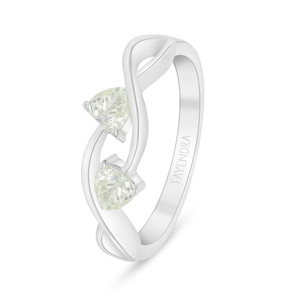 Sterling Silver 925 Ring Rhodium Plated Embedded With Yellow Diamond