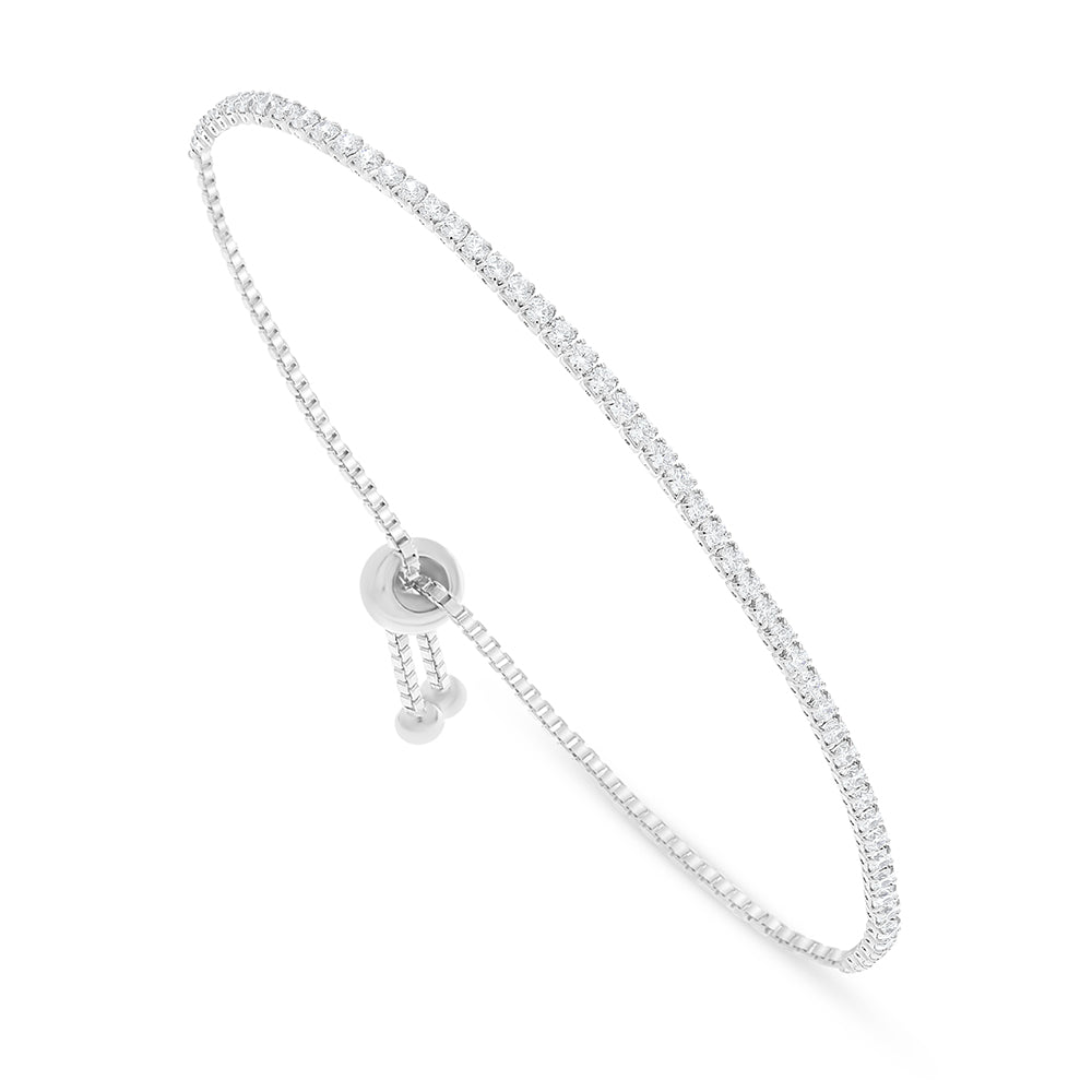 Sterling Silver 925 Bracelet Rhodium Plated Embedded With White Zircon