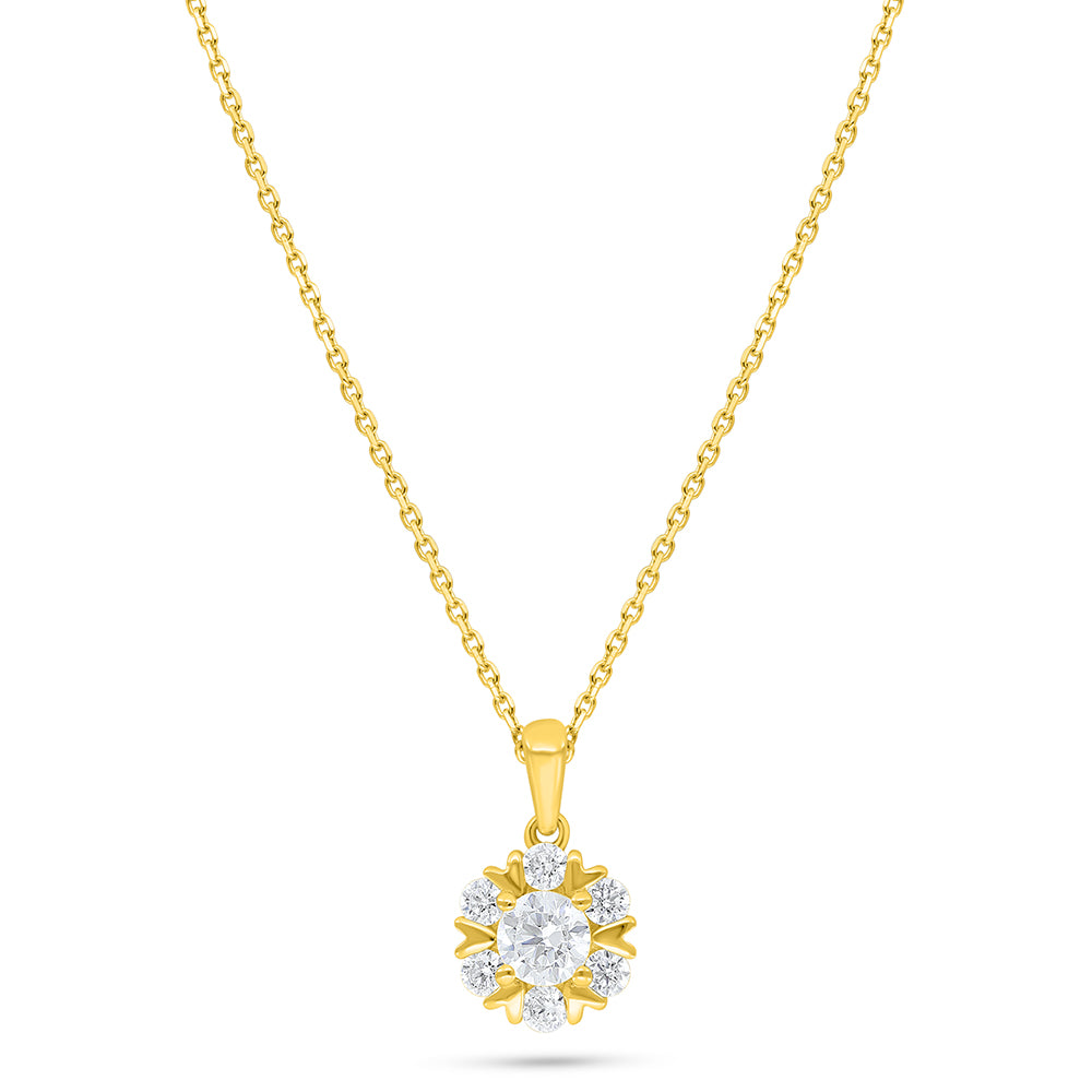 Sterling Silver 925 Necklace Golden Plated Embedded With White Zircon