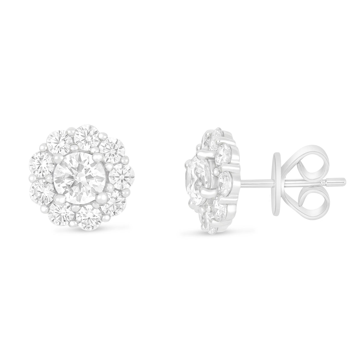 Sterling Silver 925 Earring Rhodium Plated Embedded With White Zircon