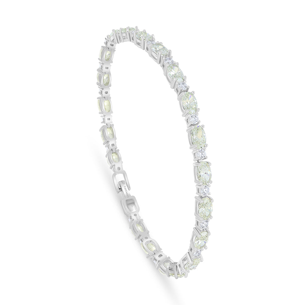 Sterling Silver 925 Bracelet Rhodium Plated Embedded With Diamond Zircon And White Zircon