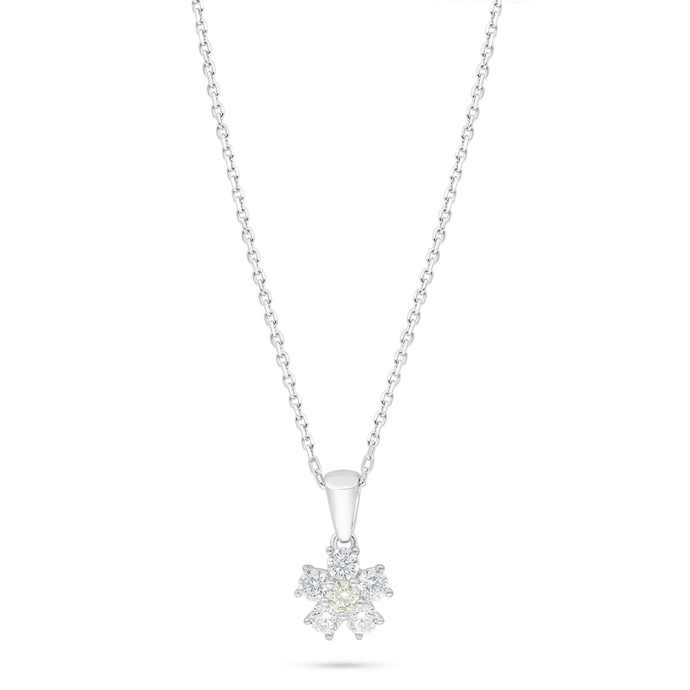 Sterling Silver 925 Necklace Rhodium Plated Embedded With Diamond Zircon And White Zircon