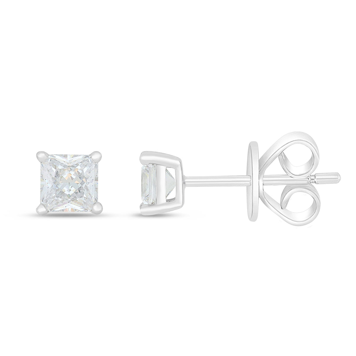 Sterling Silver 925 Earring Rhodium Plated Embedded With White Zircon