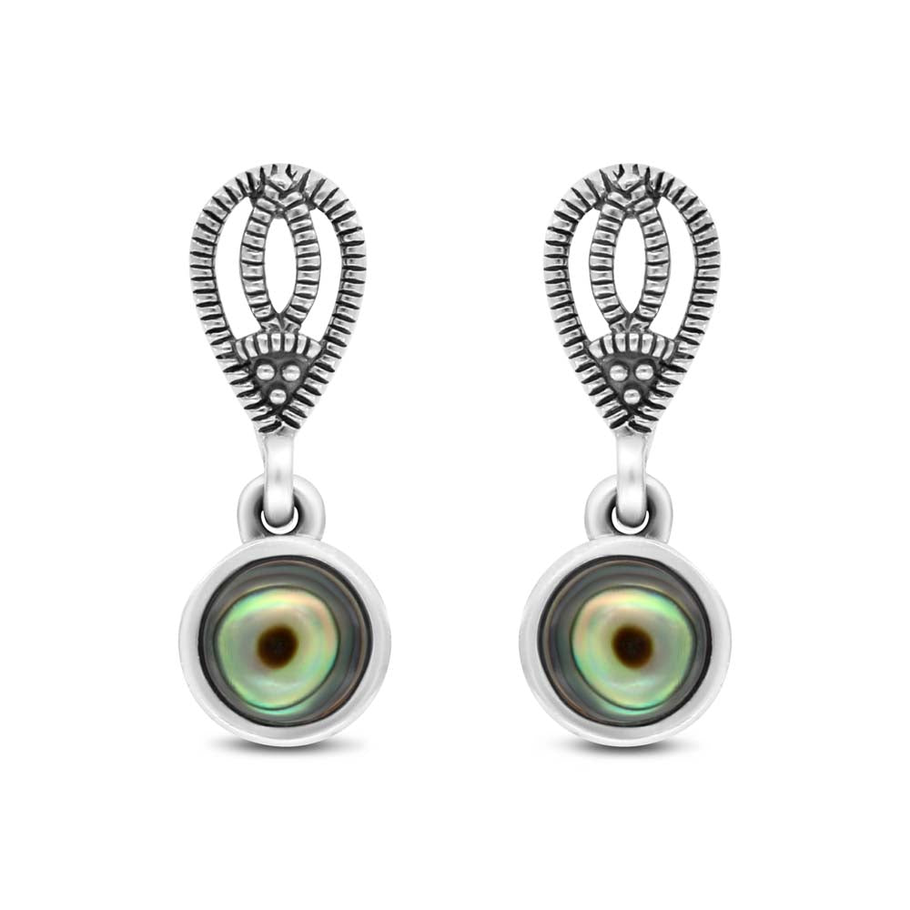 اقراط من الفضة الخالصة عيار 925 مرصعة احجار صدف استرالي طبيعي