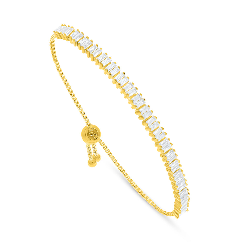 Sterling Silver 925 Bracelet Golden Plated Embedded With White Zircon