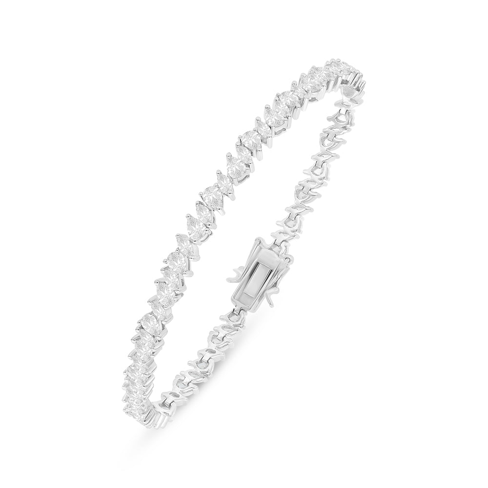 Sterling Silver 925 SET Rhodium Plated Embedded With White Zircon
