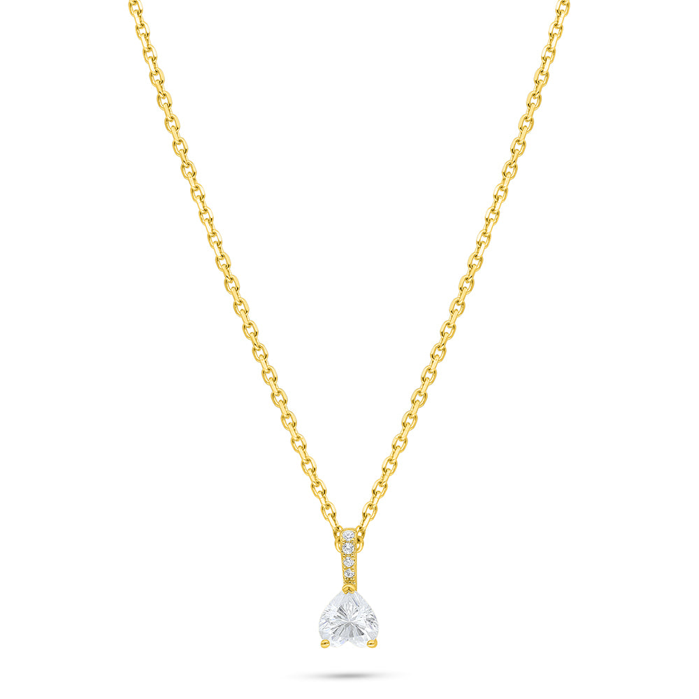 Sterling Silver 925 Necklace Golden Plated Embedded With White Zircon
