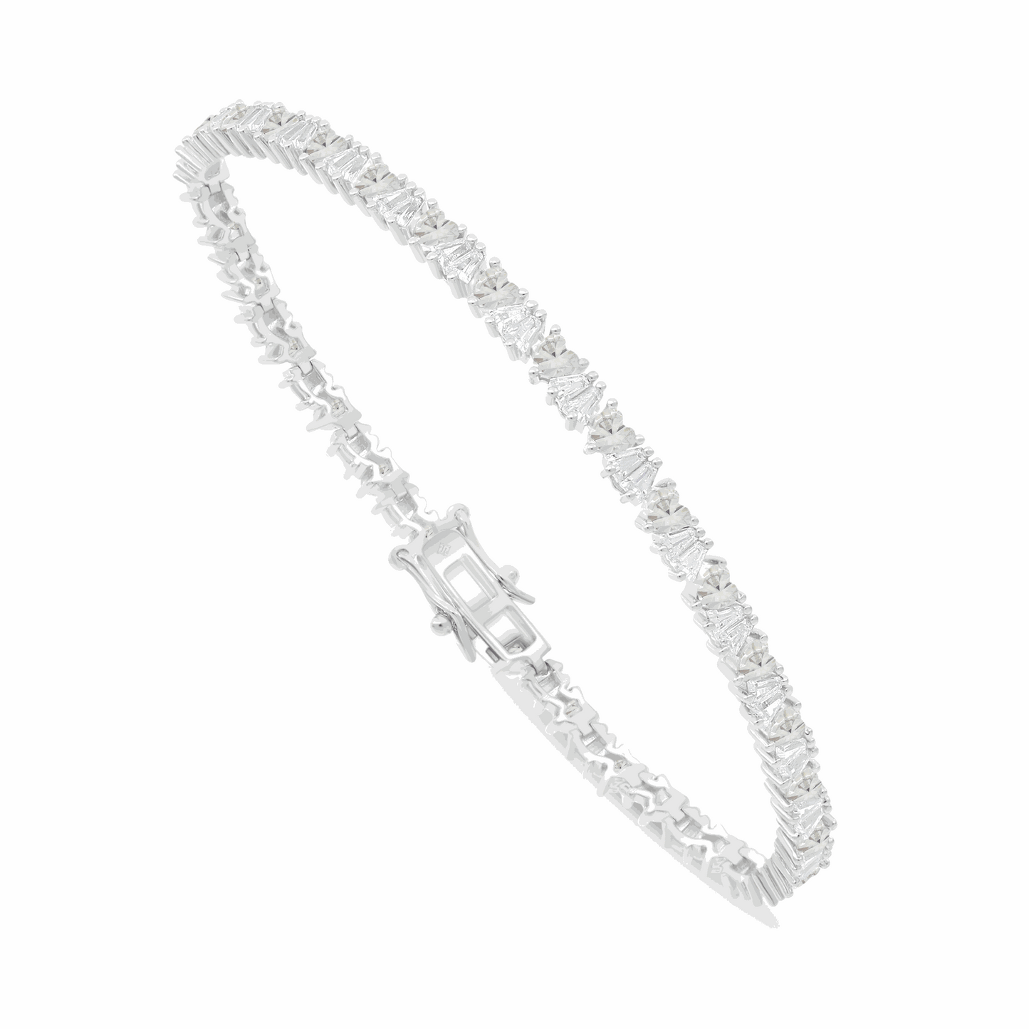 Sterling Silver 925 Bracelet Rhodium Plated Embedded With Diamond Zircon And White Zircon