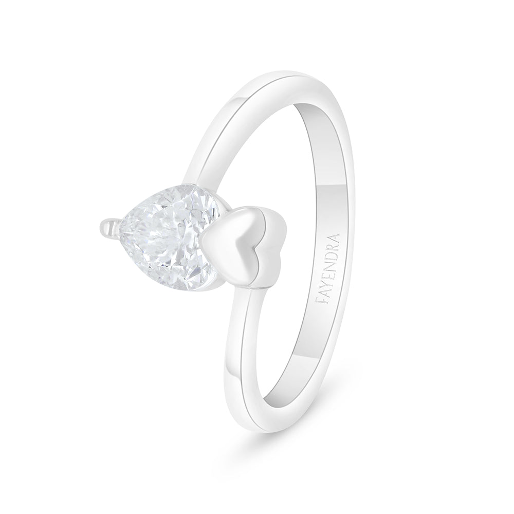 Sterling Silver 925 Ring Rhodium Plated Embedded With White Zircon