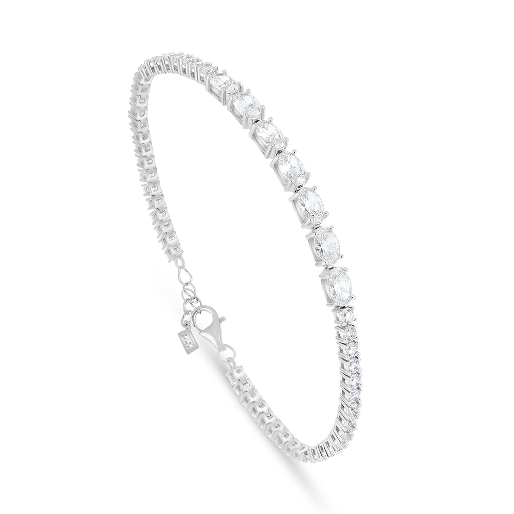 اسورة من الفضة الخالصة عيار 925 مطلية روديوم مرصعة فص ابيض