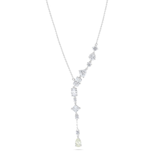 Sterling Silver 925 Necklace Rhodium Plated Embedded With Diamond Zircon And White Zircon