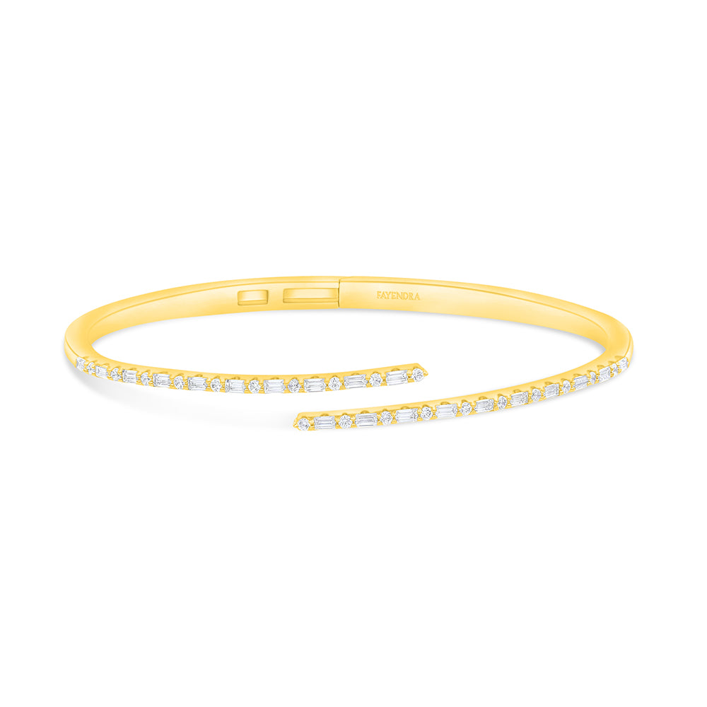 Sterling Silver 925 Bangle Golden Plated Embedded With White Zircon Size 5.5