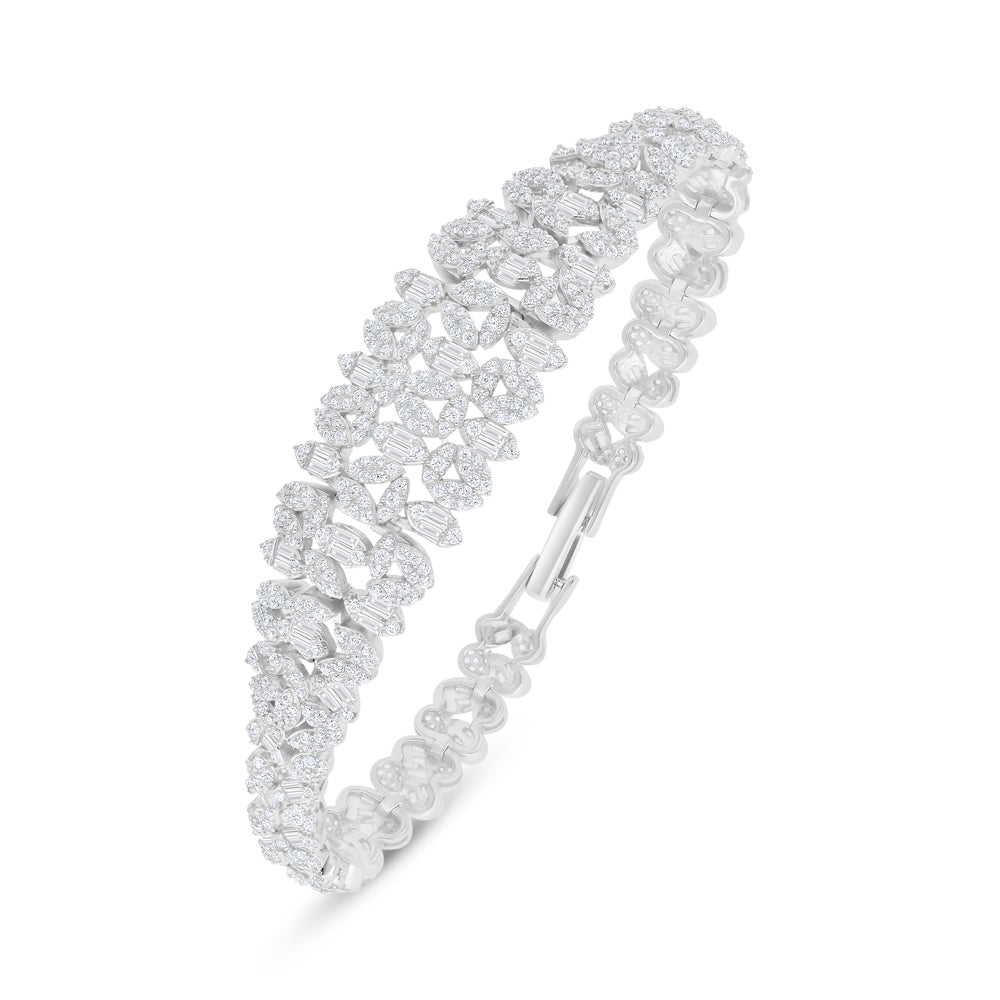 Sterling Silver 925 SET Rhodium Plated Embedded With White Zircon