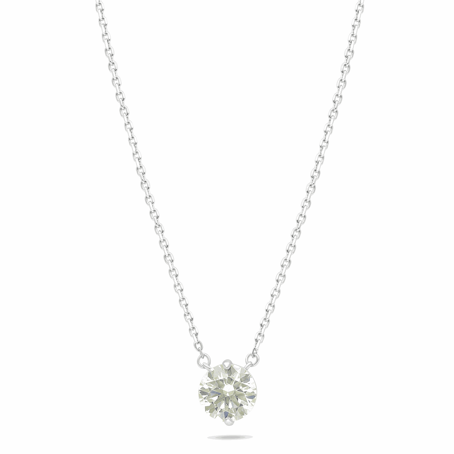 Sterling Silver 925 Necklace Rhodium Plated Embedded With Diamond Zircon
