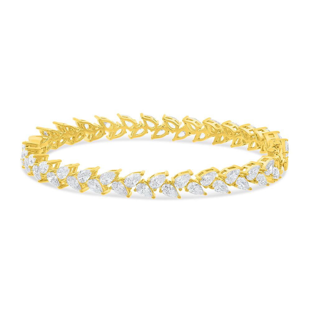 Sterling Silver 925 Bangle Golden Plated Embedded With White Zircon Size 5.5