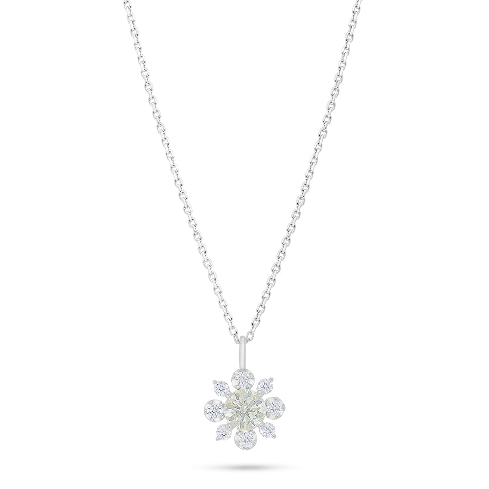 Sterling Silver 925 Necklace Rhodium Plated Embedded With Diamond Zircon And White Zircon