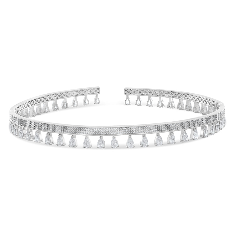 Sterling Silver 925 Necklace Golden Plated Embedded With Natural White Pearl, Diamond Zircon And White Zircon