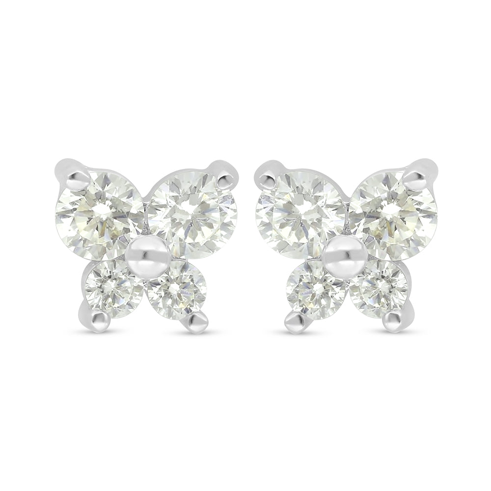 Sterling Silver 925 Earring Rhodium Plated Embedded With Yellow Diamond