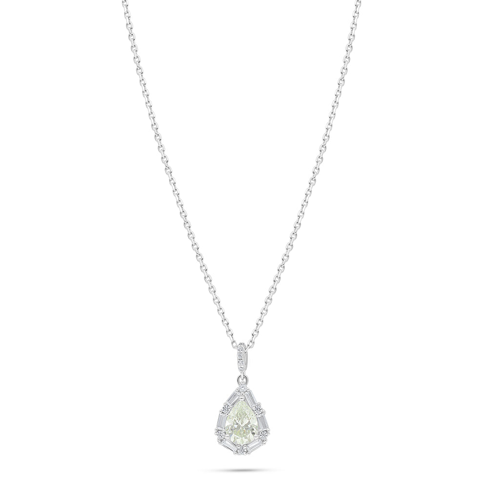 Sterling Silver 925 Necklace Rhodium Plated Embedded With Diamond Zircon And White Zircon