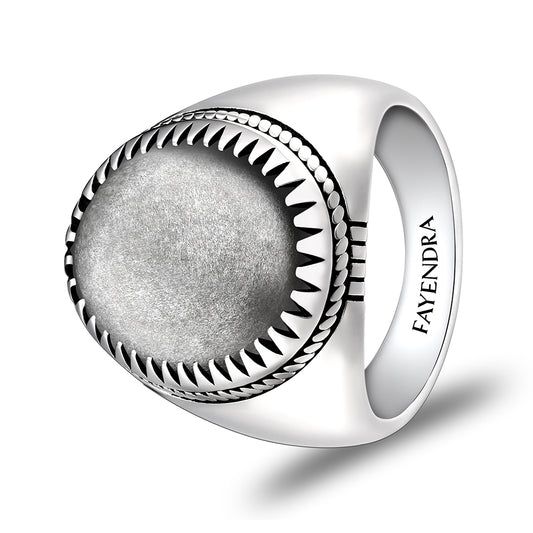 خاتم رجالي من الفضة الخالصة عيار 925 مطلي روديوم مرصع احجار اوبسدين فضي