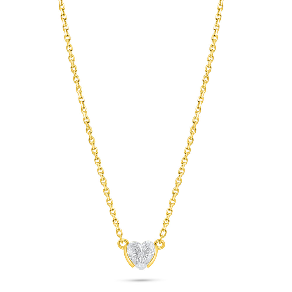 Sterling Silver 925 Necklace Golden Plated Embedded With Diamond Zircon