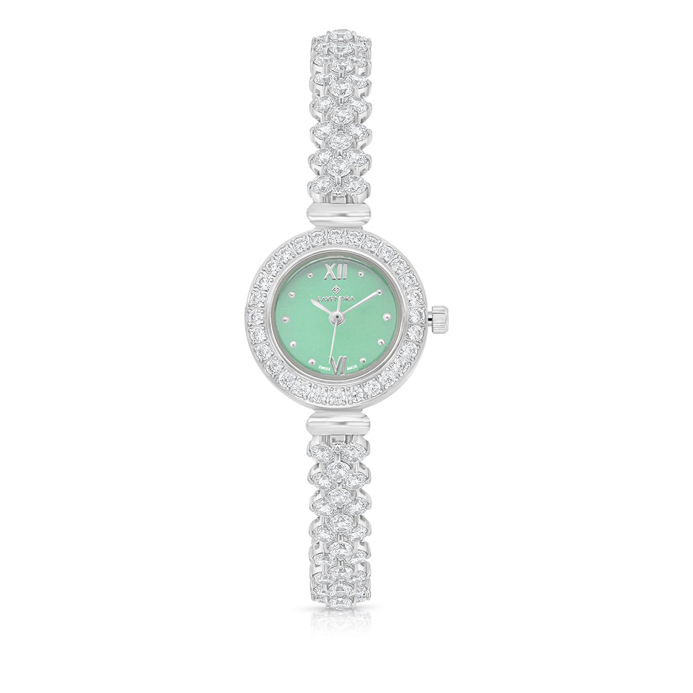 Stainless Steel 316 Watch Embedded With White Zircon - Green MOP DIAL