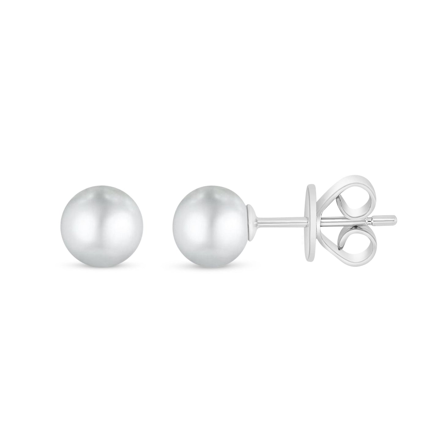 Sterling Silver 925 Earring Rhodium Plated Embedded With Natural White Pearl