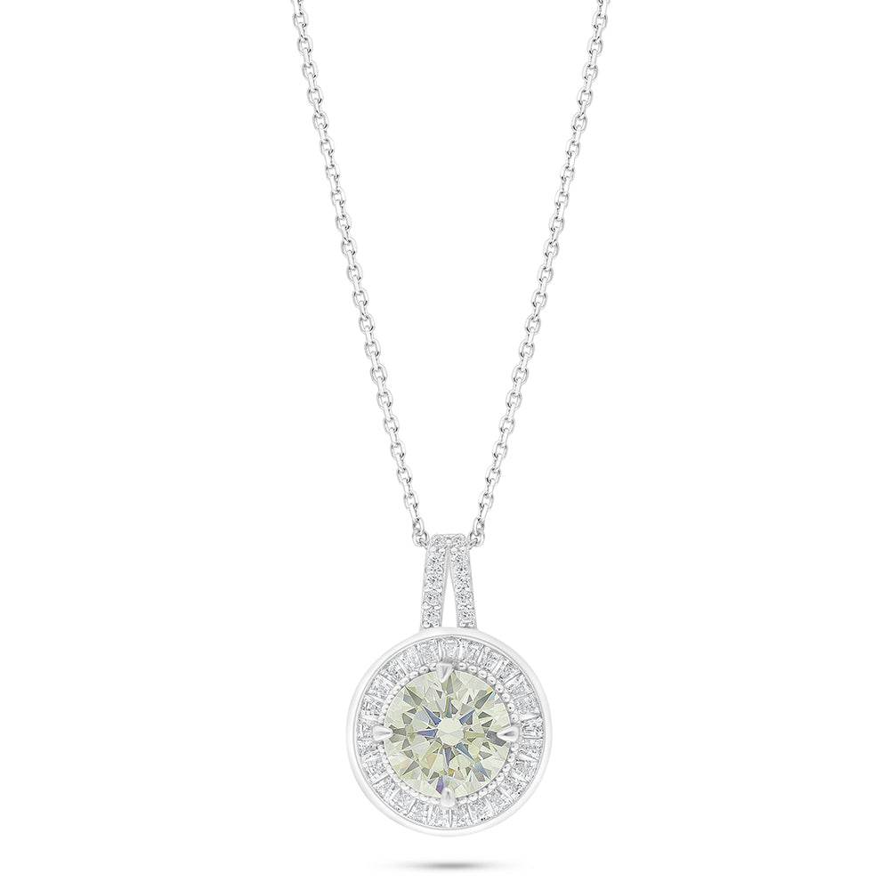 Sterling Silver 925 Necklace Rhodium Plated Embedded With Diamond Zircon And White Zircon