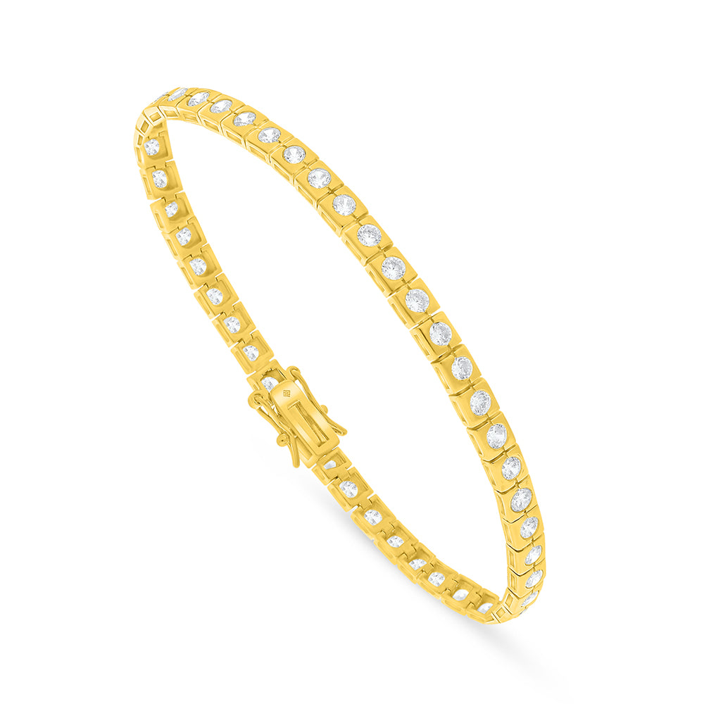 Sterling Silver 925 Bracelet Golden Plated Embedded With White Zircon