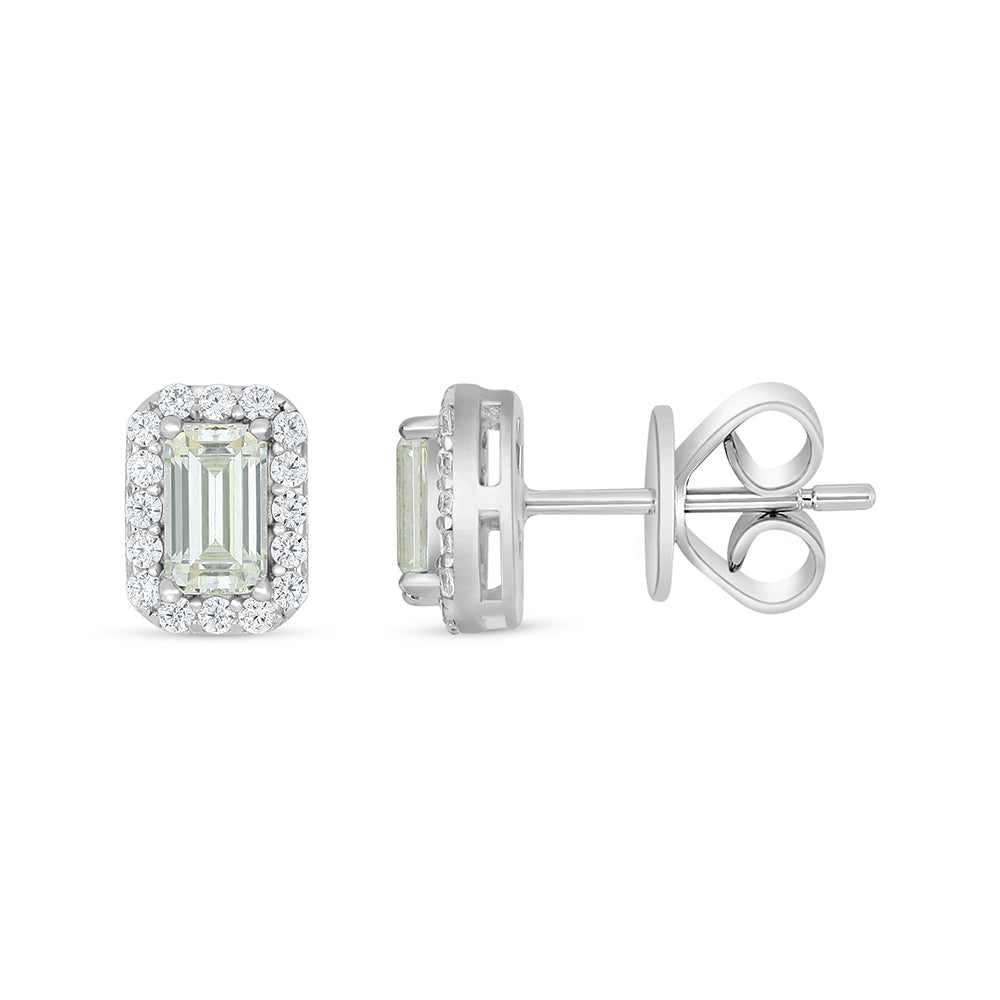 Sterling Silver 925 Earring Rhodium Plated Embedded With Diamond Zircon And White Zircon