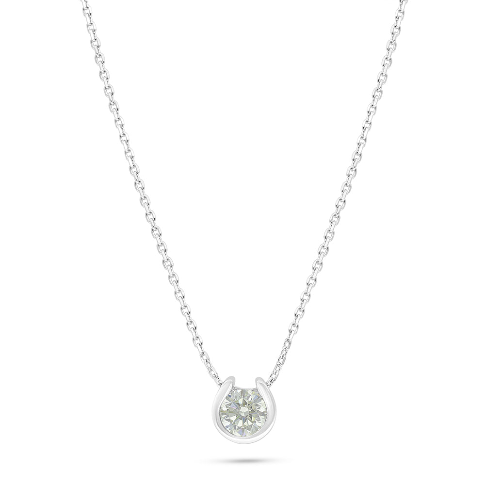 Sterling Silver 925 Necklace Rhodium Plated Embedded With Diamond Zircon