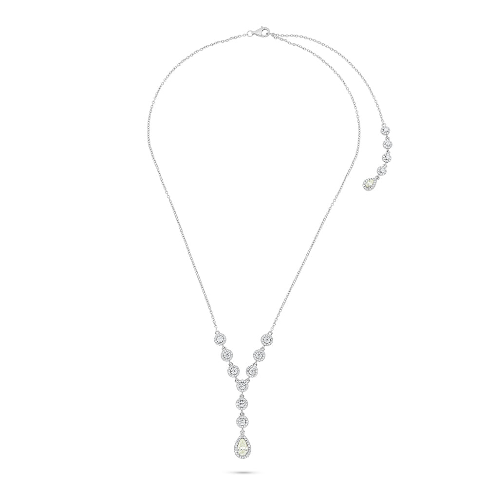 Sterling Silver 925 Necklace Rhodium Plated Embedded With Diamond Zircon And White Zircon