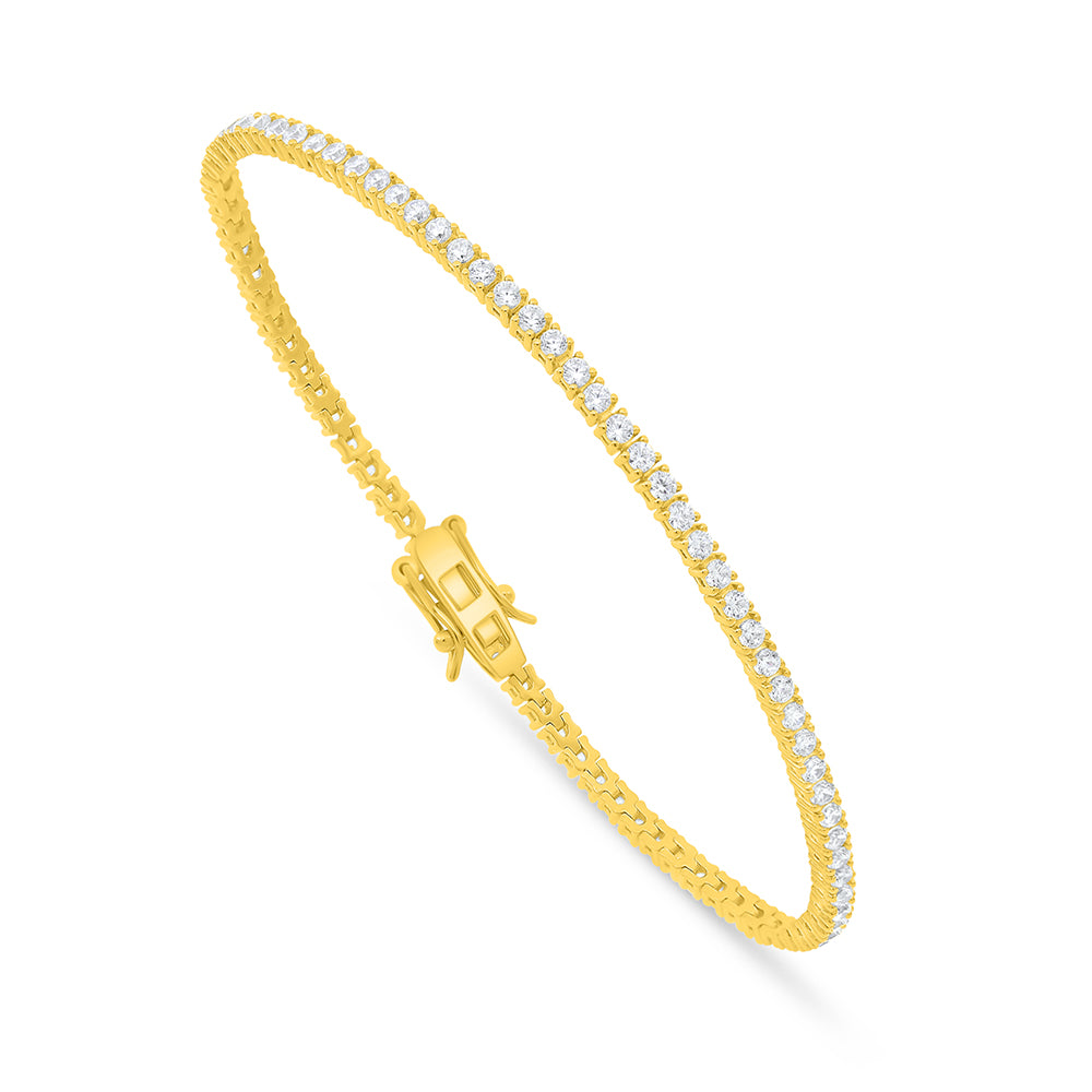 Sterling Silver 925 Bracelet Golden Plated Embedded With White Zircon