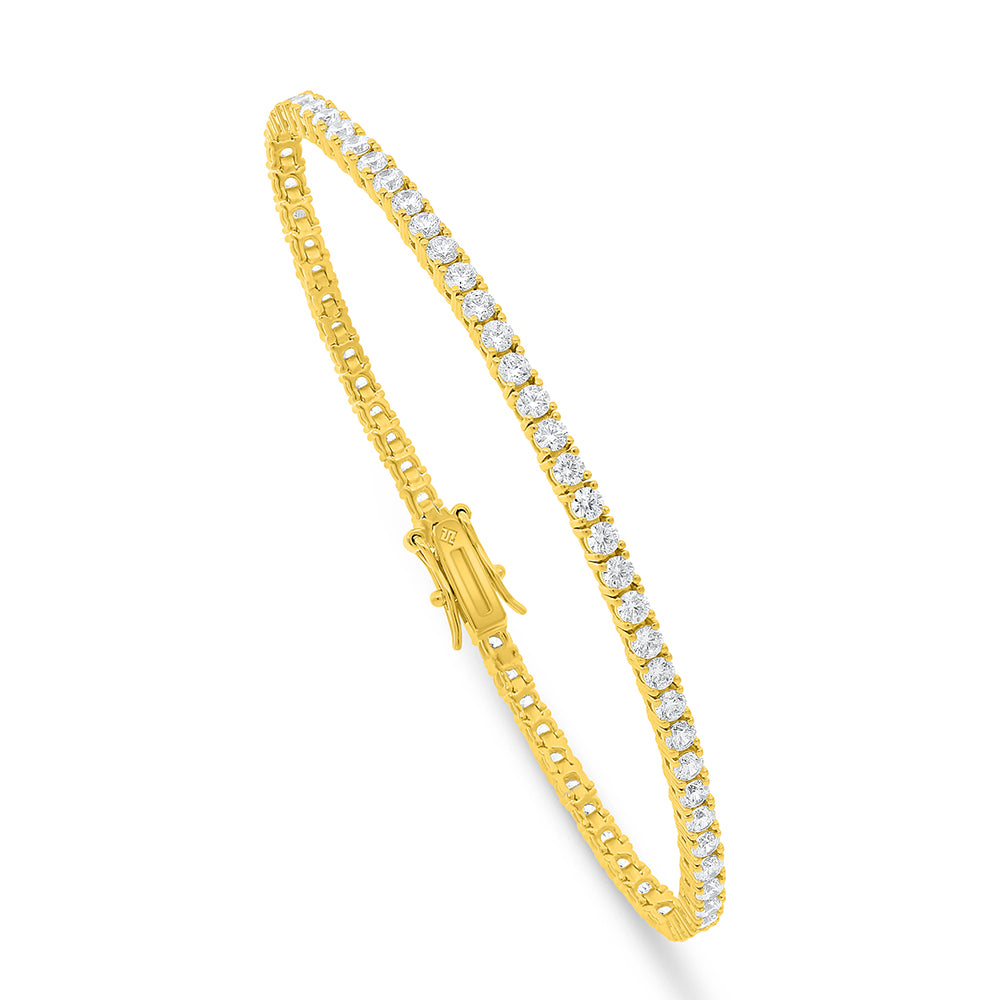 Sterling Silver 925 Bracelet Golden Plated Embedded With White Zircon