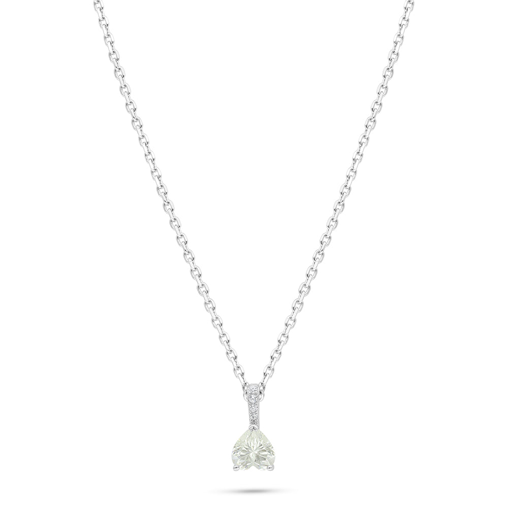 Sterling Silver 925 Necklace Rhodium Plated Embedded With Diamond Zircon And White Zircon
