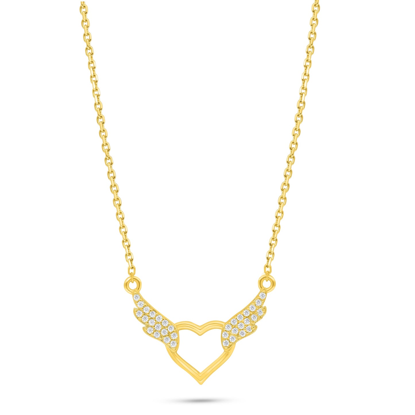 عقد من الفضة الخالصة عيار 925 مطلي ذهبي مرصع فص ابيض