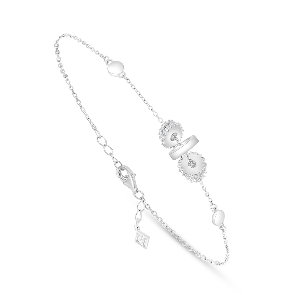 Sterling Silver 925 Bracelet Rhodium Plated Embedded With White Zircon
