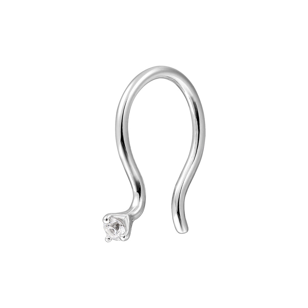 Sterling Silver 925 Nose Rings Rhodium Plated Embedded With Natural CVD Diamonds