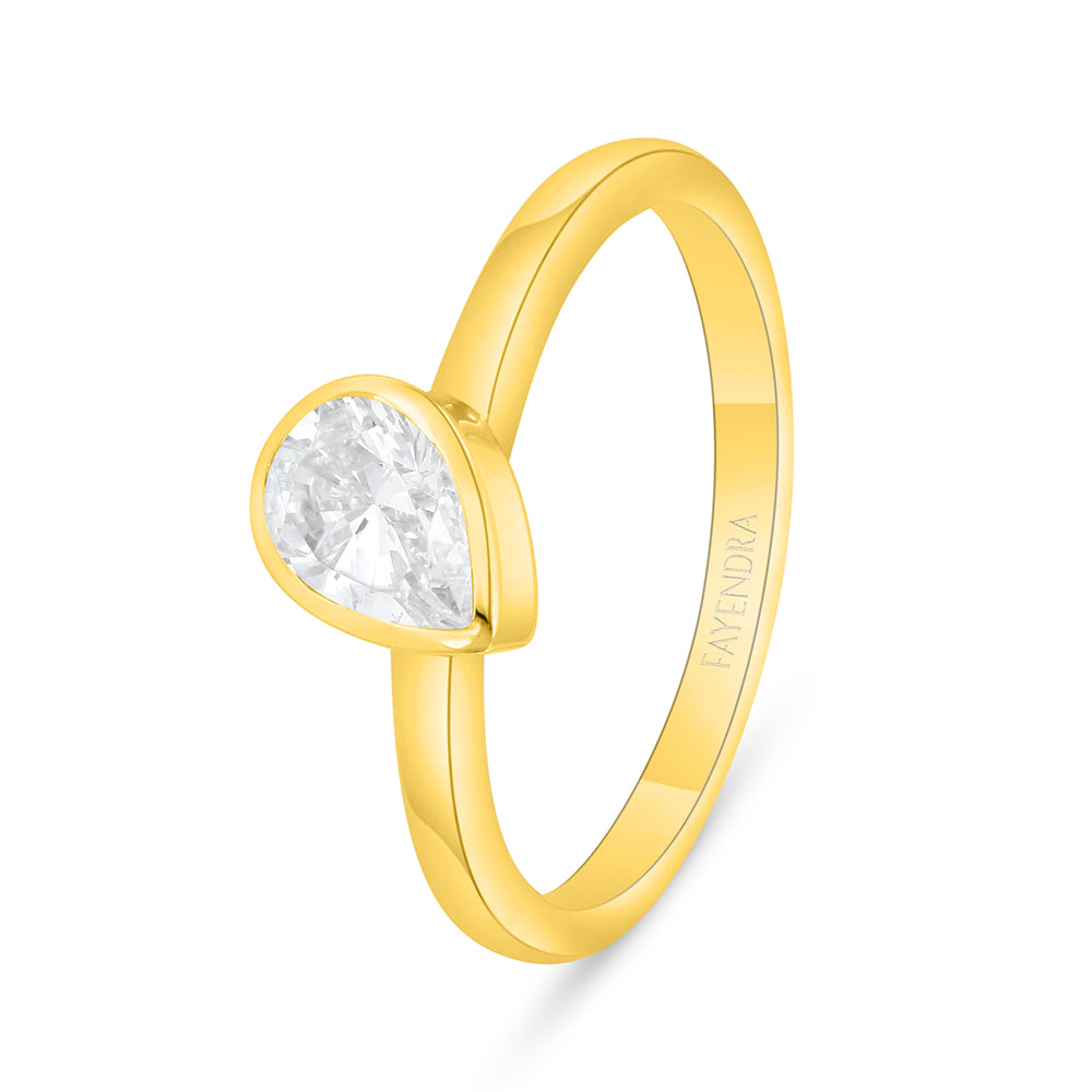Sterling Silver 925 Ring Golden Plated Embedded With White Zircon