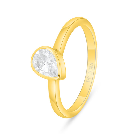 خاتم من الفضة الخالصة عيار 925 مطلي ذهبي مرصع فص ابيض